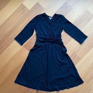 Garnet Hill 100% Wool Waist Detail Dress Size Small Black